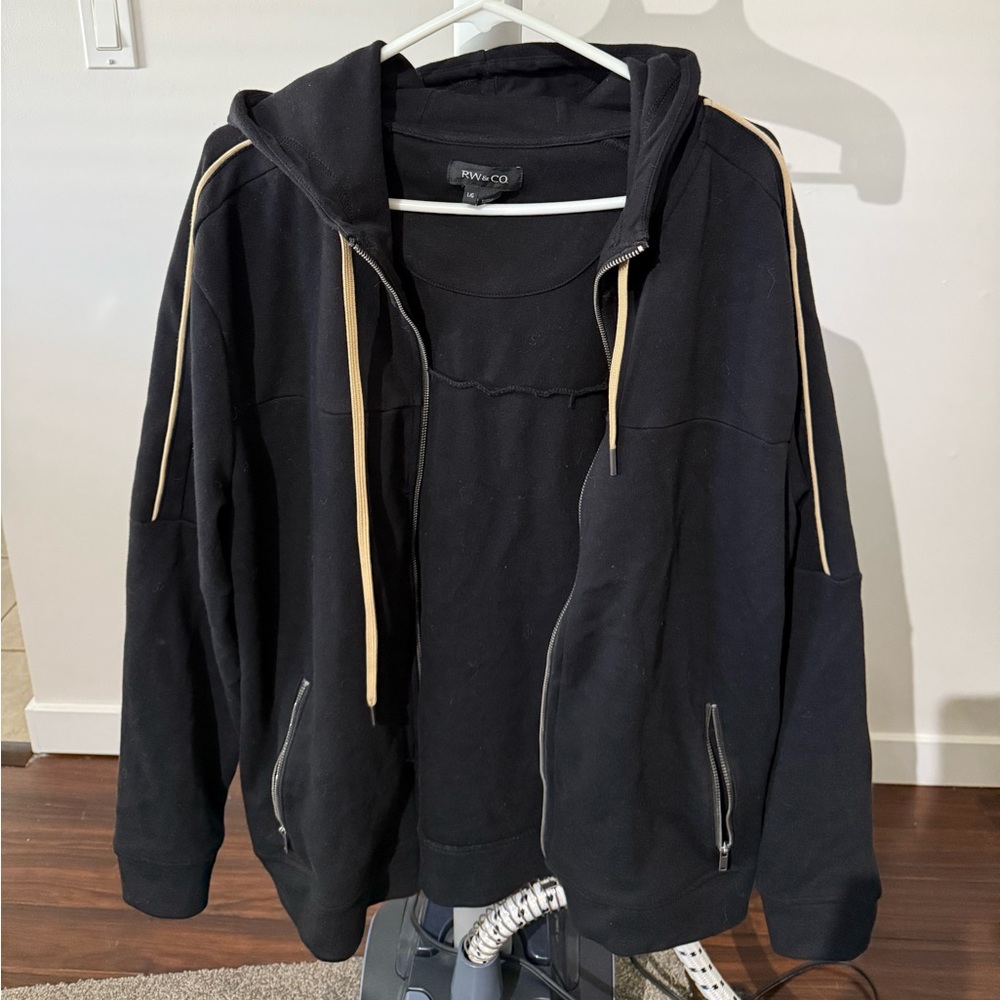 RW&CO. Black Hoodie with Beige Accents